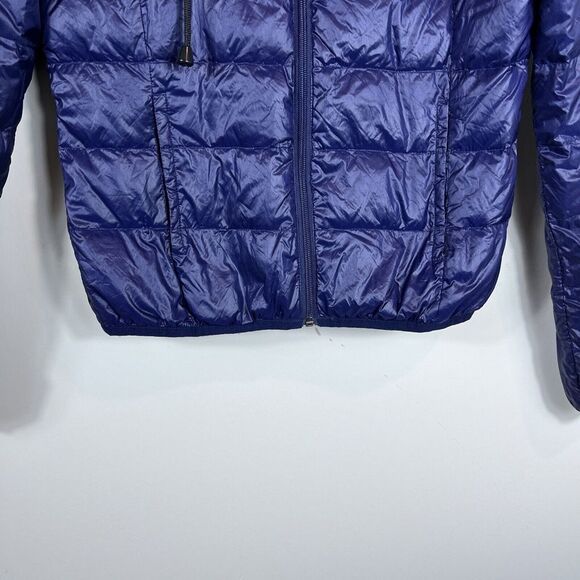 Zara TRF Warm Wear Ultralight Down Full Zip Deep Blue Hoodie Womens Size Medium - Picture 7 of 12